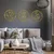 WallXpert metalni zidni ukras RT-NMD-076, linijski poljski cvetovi u 3 kruga, 3 dela, 39 x 39 cm, zlatni