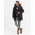 Ombre Mens long parka jacket with flared bottom - black
