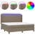 Krevet box spring s madracem LED smeđesivi 200x200 cm tkanina