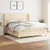 Vidaxl Box spring postelja z vzmetnico krem 160x200 cm blago