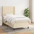 Vidaxl Box spring postelja z vzmetnico krem 90x200 cm blago