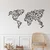 WallXpert metalni zidni ukras 5212, geometrijska linijska mapa sveta, 120 x 63 cm, crni