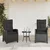 3-dijelni bistro set s jastucima crni od poliratana