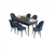 Hanah Home Set Trpezarijski sto i 6 stolica Roz, Plavo-crni