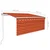 Vidaxl Avtomatska tenda s senčilom LED + senzor 3,5x2,5m oranžna/rjava
