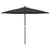 Vrtni suncobran s drvenim stupom crni 299 x 240 cm