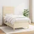 Vidaxl Box spring postelja z vzmetnico krem 90x200 cm blago