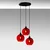 Opviq Luster Benek-20-14321, 44x44x120, IP20, Crno-crveni