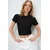 Trend Alacati Stili Ženska bluza kratkih rukava Alc-X13730, Okrugli izrez, Crna