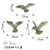 Atelier Del Sofa Set dekorativnih figura BIRDS 1,25x5x11, 20x4x17, 21x6x13, 3 komada, Zlatna boja