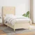 Vidaxl Box spring postelja z vzmetnico krem 90x190 cm blago
