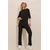Trend Alacati Stili Ženski komplet majica i pantalone ALC-X10015, Crni