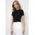 Trend Alacati Stili Ženska bluza kratkih rukava Alc-X13730, Okrugli izrez, Crna