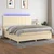 vidaXL Box spring postelja z vzmetnico LED krem 200x200 cm blago, (20851638)