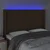 Vidaxl LED posteljno vzglavje temno rjavo 147x16x118/128 cm blago