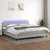 Vidaxl Box spring postelja z vzmetnico LED sv. siva 200x200 cm blago