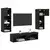 TV zidna jedinica Zidne 6 pcs Crni hrast Konstruirano drvo