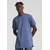 Mens Long Shaped Turnup Tee T-Shirt - Blue