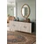 Hanah Home komoda Ilay 180, 180 cm, antracit / travertin / zlatna