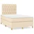 Vidaxl Box spring postelja z vzmetnico krem 120x190 cm blago