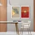 WallXpert set od 2 uramljene MDF slike 2P3752SOFTCT-015, boho sunce i palmin list u bež i crvenim tonovima, 38 x 53 cm