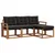 Set vanjskih sofa s jastukom 4 pcs Prirodna i crna