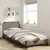 shumee vidaXL Posteljni okvir z vzglavjem brez vzmetnice, taupe, 90x190 cm, blago
