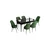 Hanah Home Set Trpezarijski sto i 6 stolica Han, Zeleno-crni