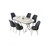 Hanah Home Set Trpezarijski sto i 6 stolica Lai, Antracit-beli