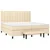 Vidaxl Box spring postelja z vzmetnico krem 200x200 cm blago