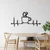 WallXpert metalni zidni ukras 5361, šolja kafe na liniji otkucaja srca, 60 x 31 cm, crni