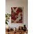 WallXpert uramljena slika 115248, beli ždralovi i crveni božuri na crvenoj pozadini, 50 x 70 cm, beli ram