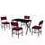 HANAH HOME Set Trpezarijski sto i 4 stolice Dubai Burgundy Black