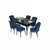 Hanah Home Set Trpezarijski sto i 6 stolica Eva, Plavo-crni