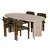 HANAH HOME Set Trpezarijski sto i 4 stolice Meridia 4 Travertine Walnut Green
