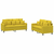 2-dijelni set sofa s jastucima žuti baršunasti