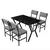 HANAH HOME Set Trpezarijski sto i 4 stolice Dubai Grey Black
