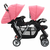 Dvojni otroški voziček jeklen roza in črn