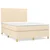 vidaXL Box spring postelja z vzmetnico krem 140x200 cm blago