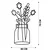 Wallity Zidna dekoracija Flower 3, 40x70 cm, 1.2mm, Crna