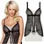 Obsessive Črno-bež mrežasta punčka in tangice 811-BAB-4 L/XL