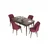 Hanah Home trpezarijski set Eva, sto na razvlačenje i 4 stolice, ploča u dekoru drveta Baroque, bordo tkanina Babyface