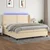 vidaXL Box spring postelja z vzmetnico LED krem 200x200 cm blago