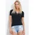Trend Alacati Stili Ženska bluza kratkih rukava ALC-X11825, Crna