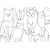 shumee Stenska poslikava - Mačji lineart - minimalistične skice črnih mačk na belem ozadju