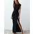Trendyol Black Wadding Long Woven Evening Dress