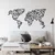 WallXpert metalni zidni ukras 5212, geometrijska linijska mapa sveta, 120 x 63 cm, crni