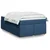 Vidaxl Box spring postelja z vzmetnico moder 120x200 cm blago