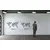 WallXpert metalni zidni ukras 5212, geometrijska linijska mapa sveta, 120 x 63 cm, crni