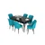 Hanah Home Set Trpezarijski sto i 6 stolica Eva, Tirkizno-crni